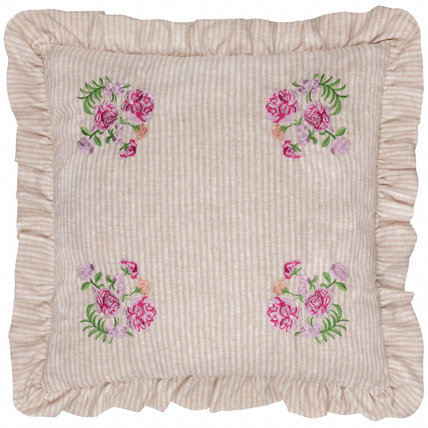 Martha Embroidered Ruffle Cushion Pink