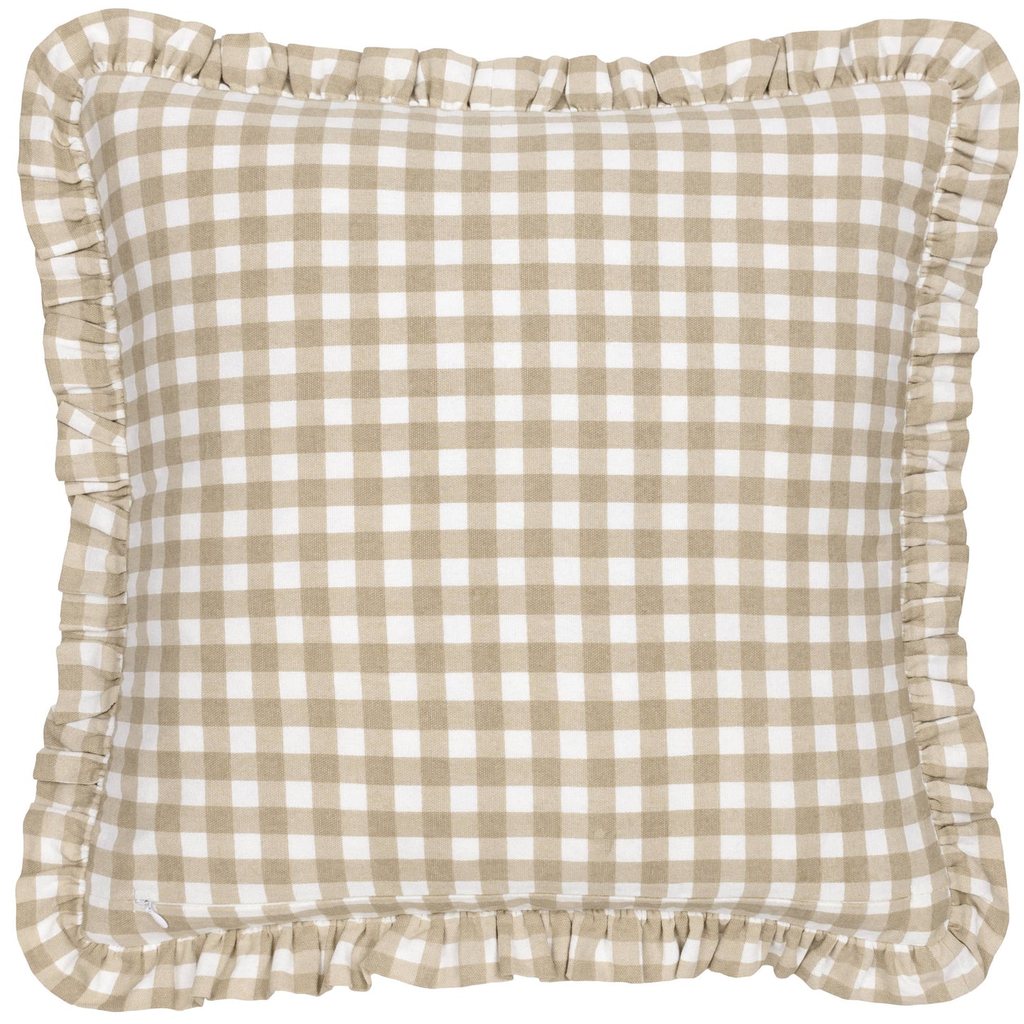 Maude Gingham Reversible Piped Cushion Natural