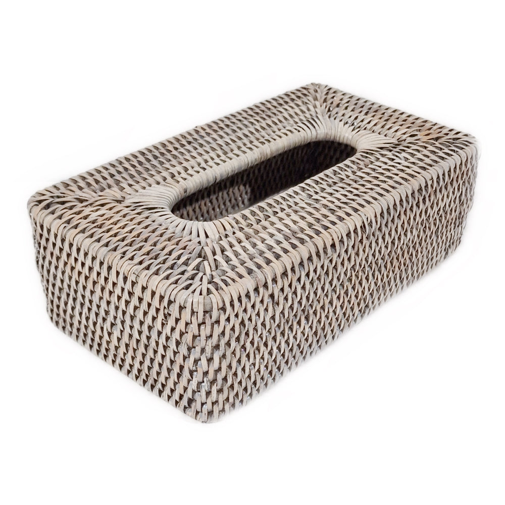 Grey Rattan Tissue Box Holder