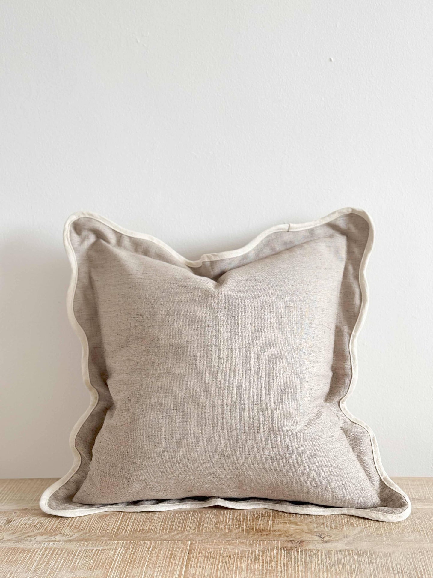Chloe Greige Scalloped - Linen Blend