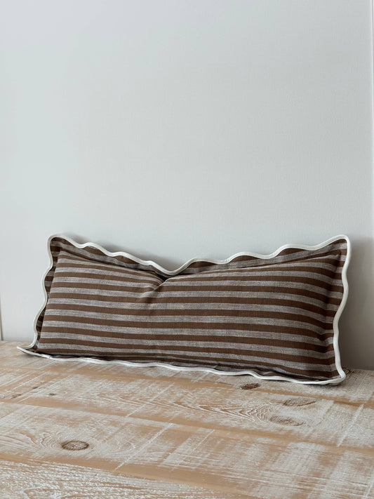 Chloe Brown & Cream Stripe Bolster – Brown Stripe 80x30