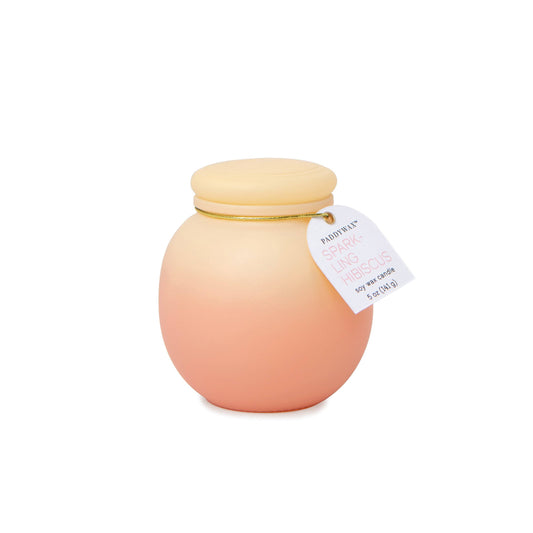 Orb Ombre Glass Candle (141g) - Yellow & Pink - Sparkling Hibiscus