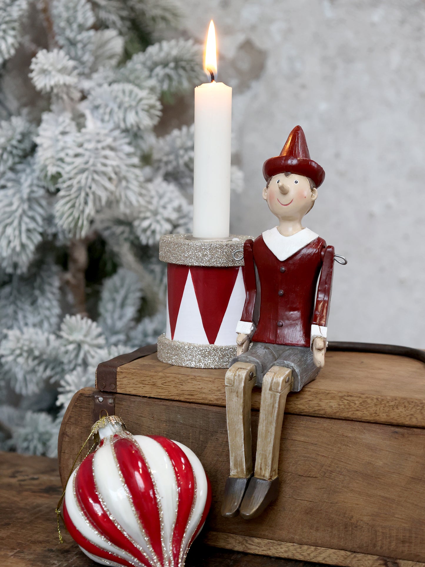 Striped Red & White Bauble