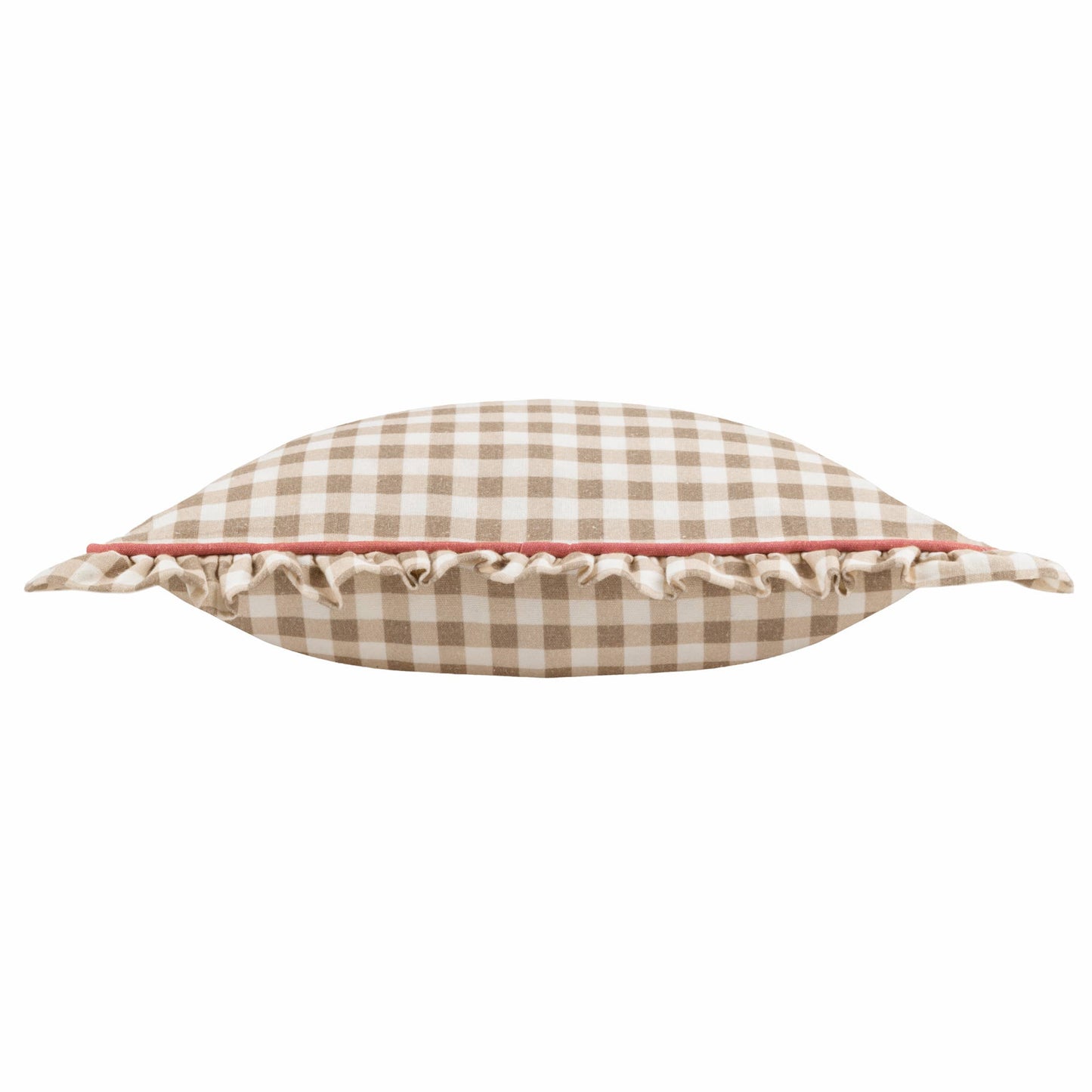 Maude Gingham Reversible Piped Cushion Natural