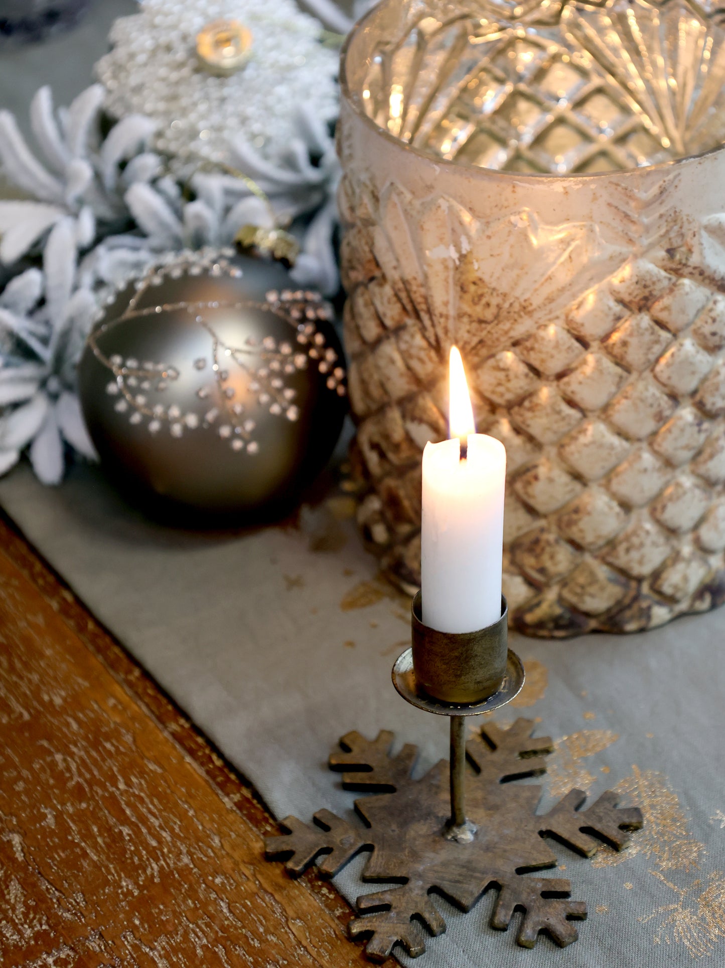 Brass Snowflake Candlestick