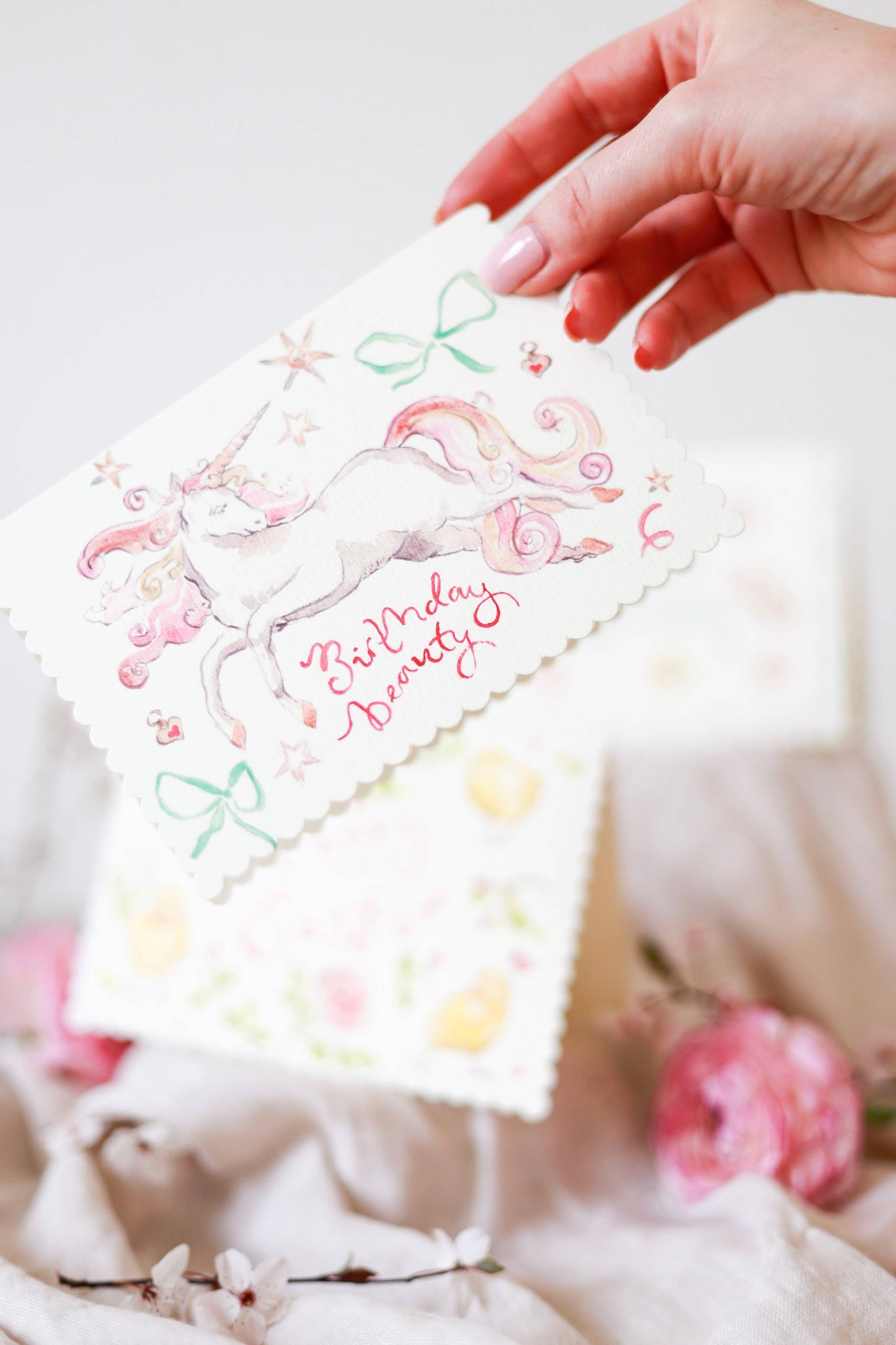 Birthday beauty - scalloped edge card