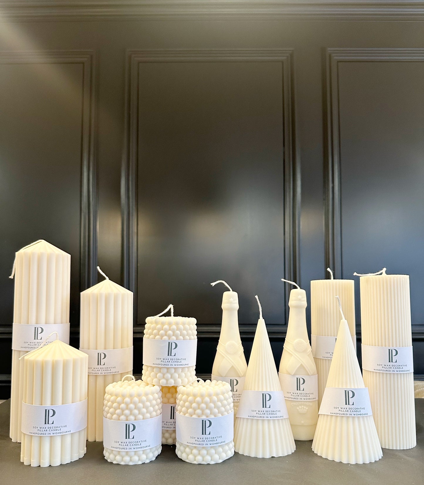 Thin Ribbed pillar candle