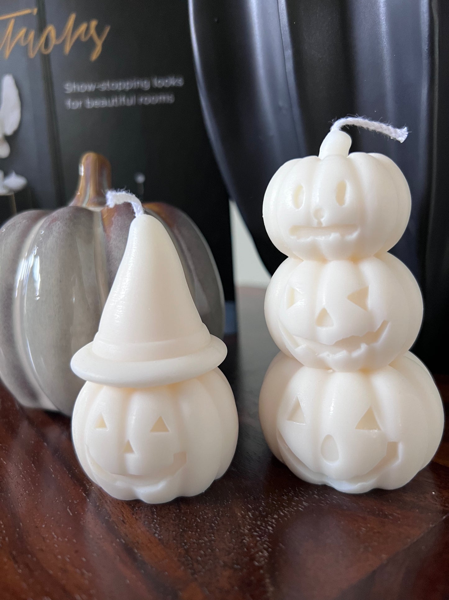 Pumpkin with hat candle