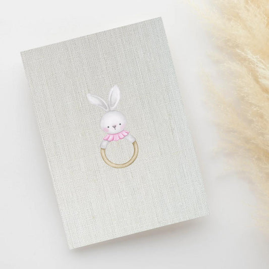 Baby Rattle Linen Card