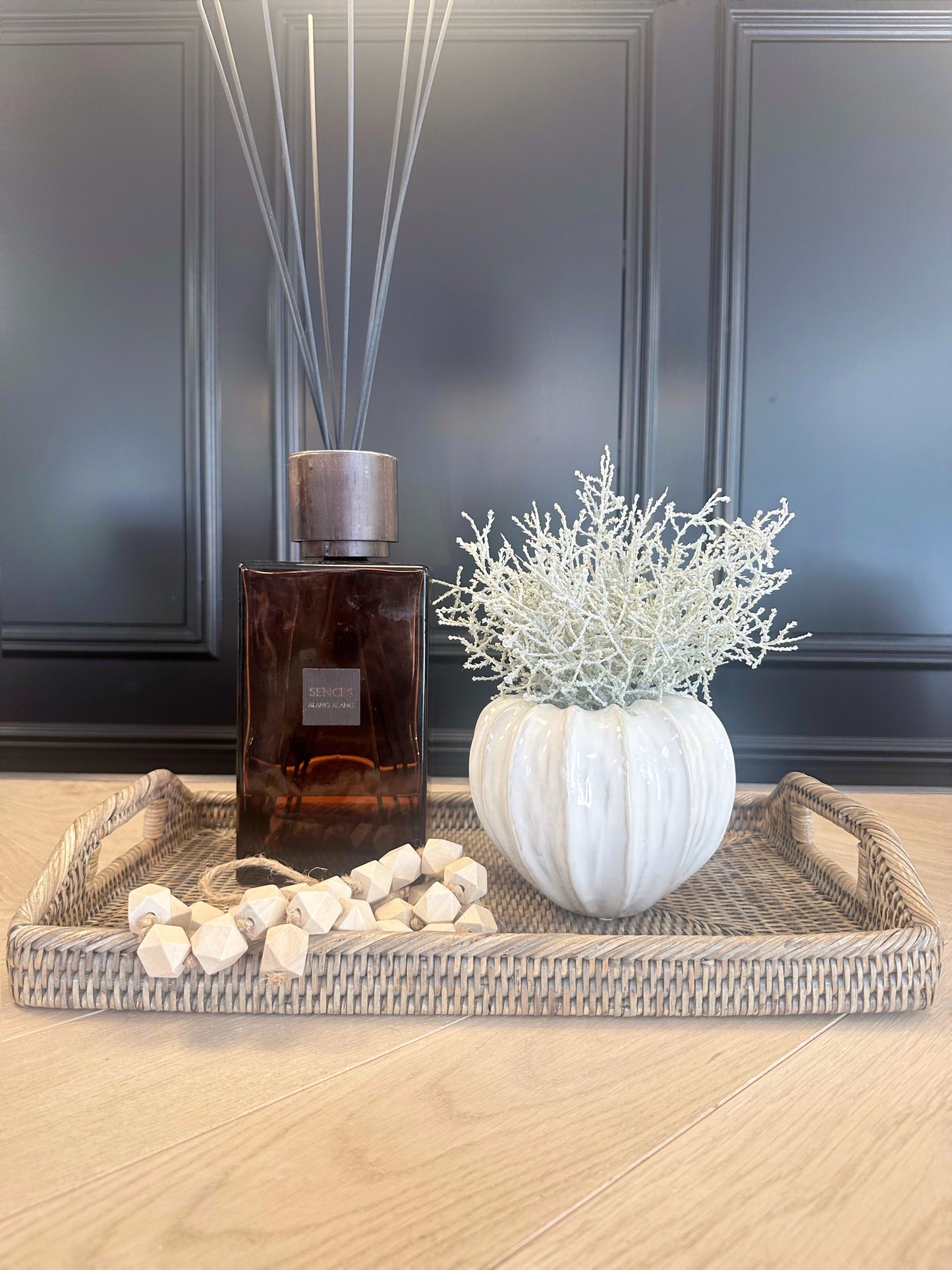 Grey Rattan Medium Tray