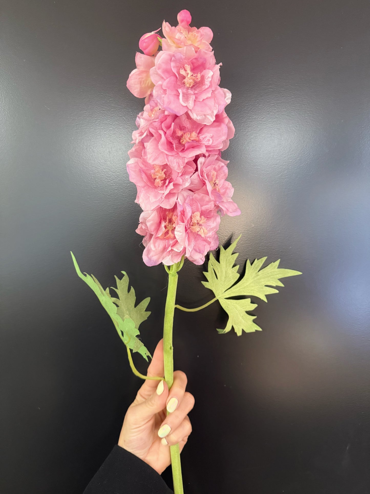 Bright Pink Double Delphinium Silk Flower Stem