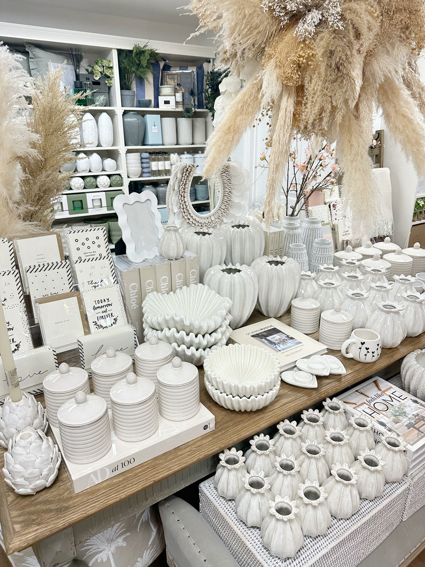 Off White Stone Lined Jar