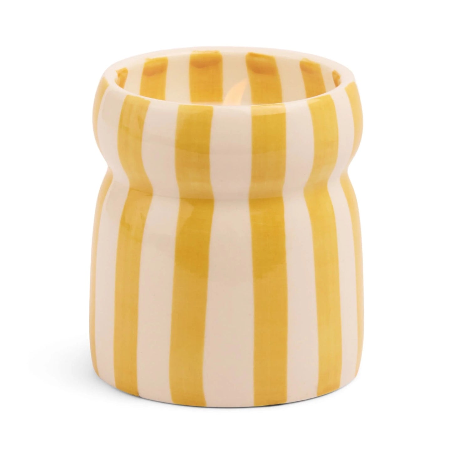 Cabana Ochre Striped Ceramic Candle - Gold Coast