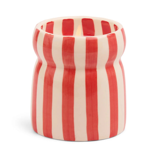 Cabana Red Striped Ceramic Candle - Hibiscus Bay