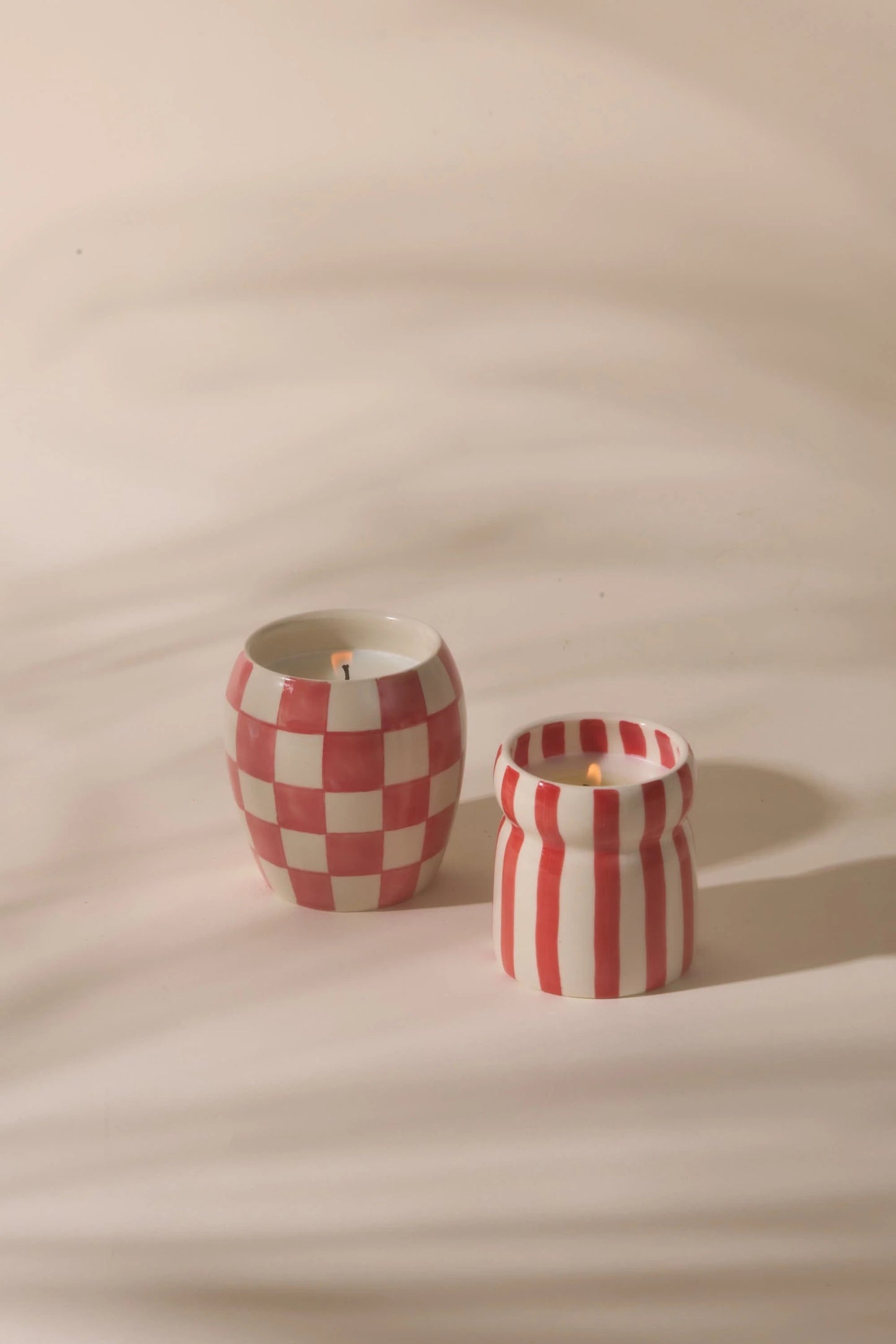 Cabana Red Striped Ceramic Candle - Hibiscus Bay