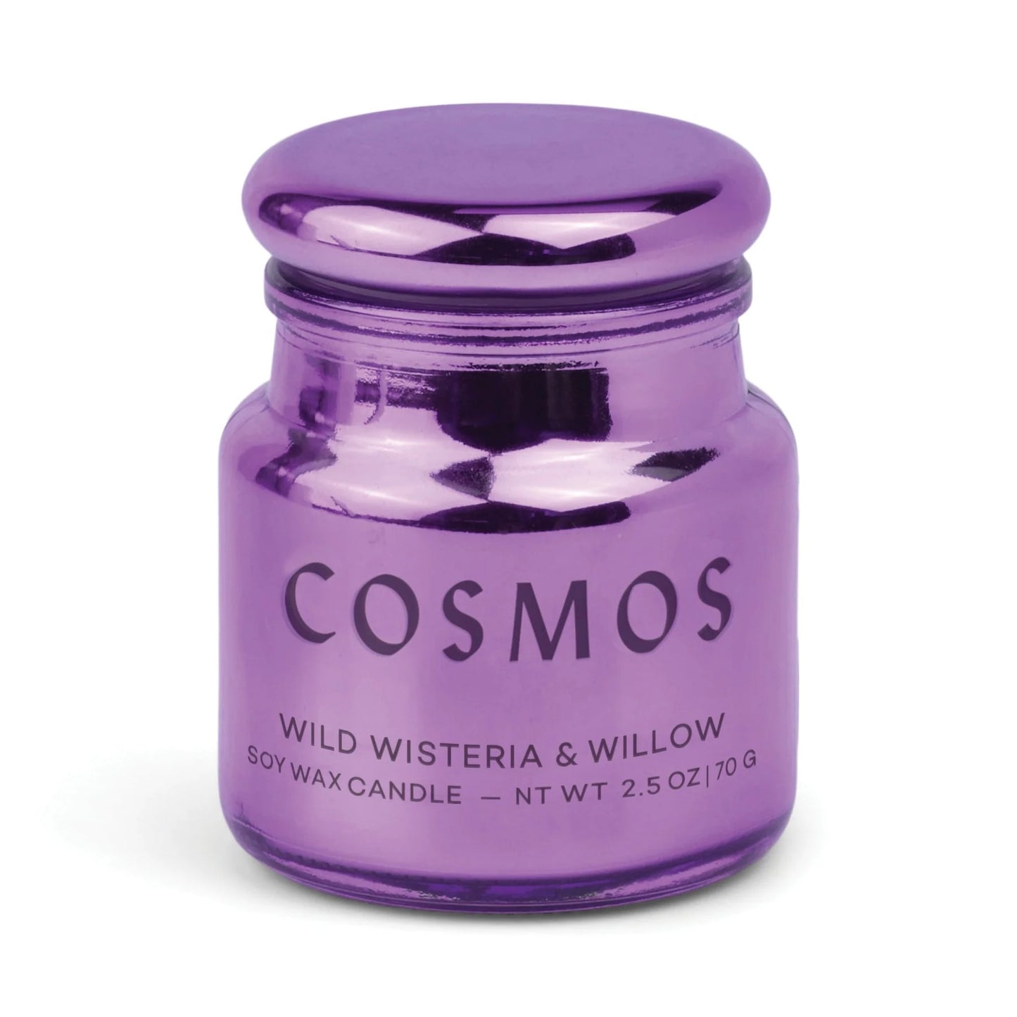 Chroma Cosmos Violet Metallic Glass Candle - Wisteria Willow