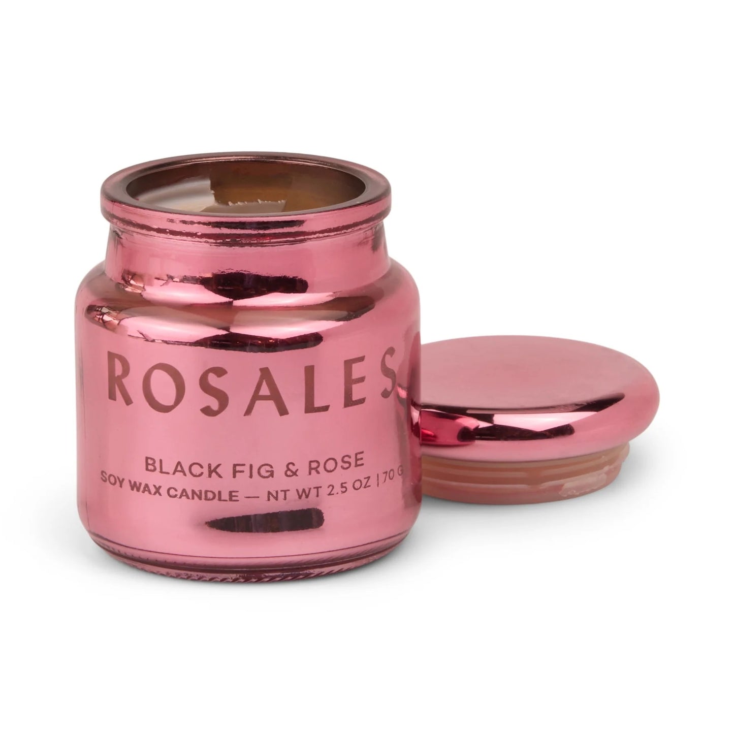 Chroma Rosales Hot Pink Metallic Glass Candle - Saffron Rose