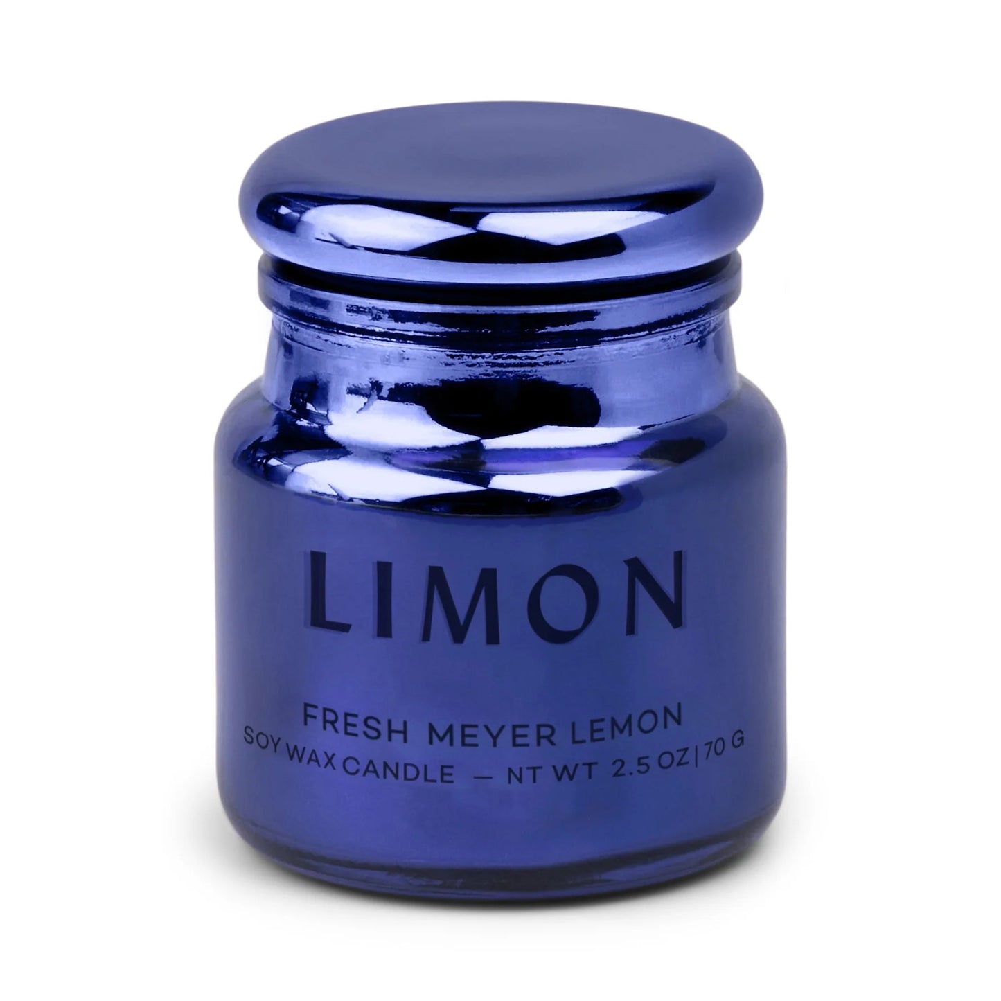 Chroma Limon Cobalt Metallic Glass Candle - Meyer Lemon