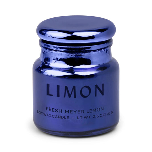 Chroma Limon Cobalt Metallic Glass Candle - Meyer Lemon