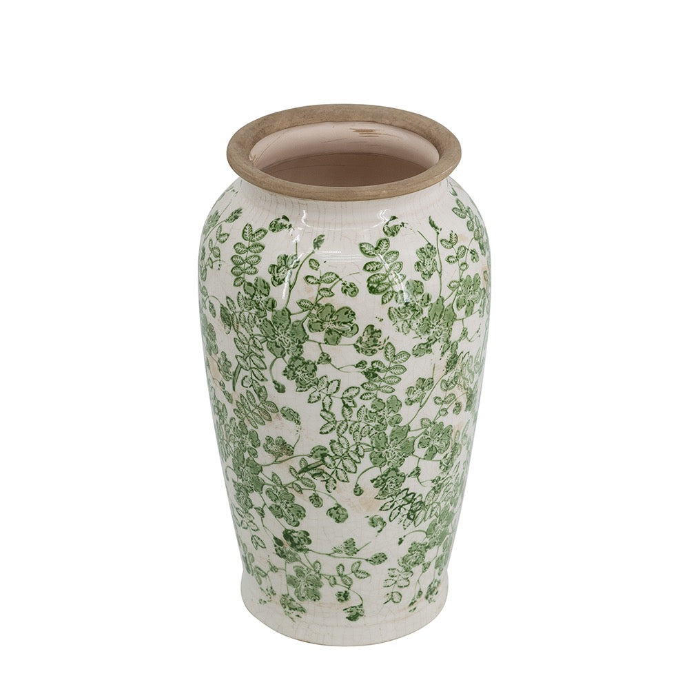 Green Floral Pattern Vase