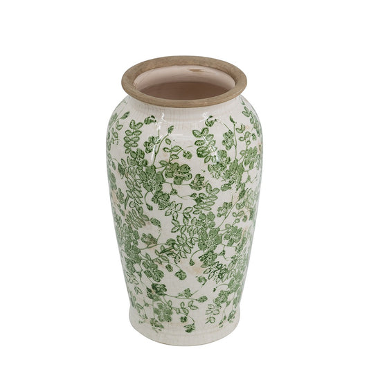 Green Floral Pattern Vase