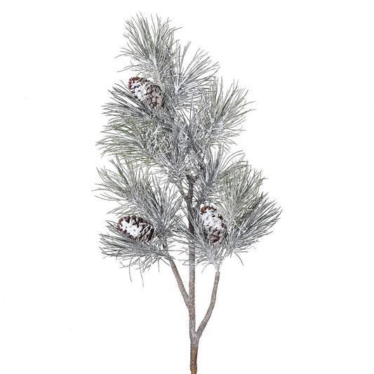 Snowy White Pinecone Branch Stem