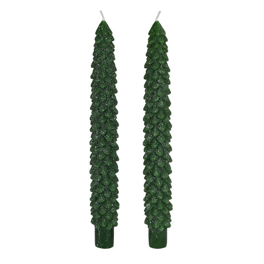 Emerald Christmas Tree Dinner Candles