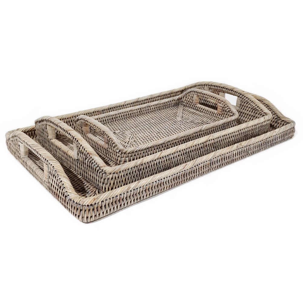 Grey Rattan Small Tray