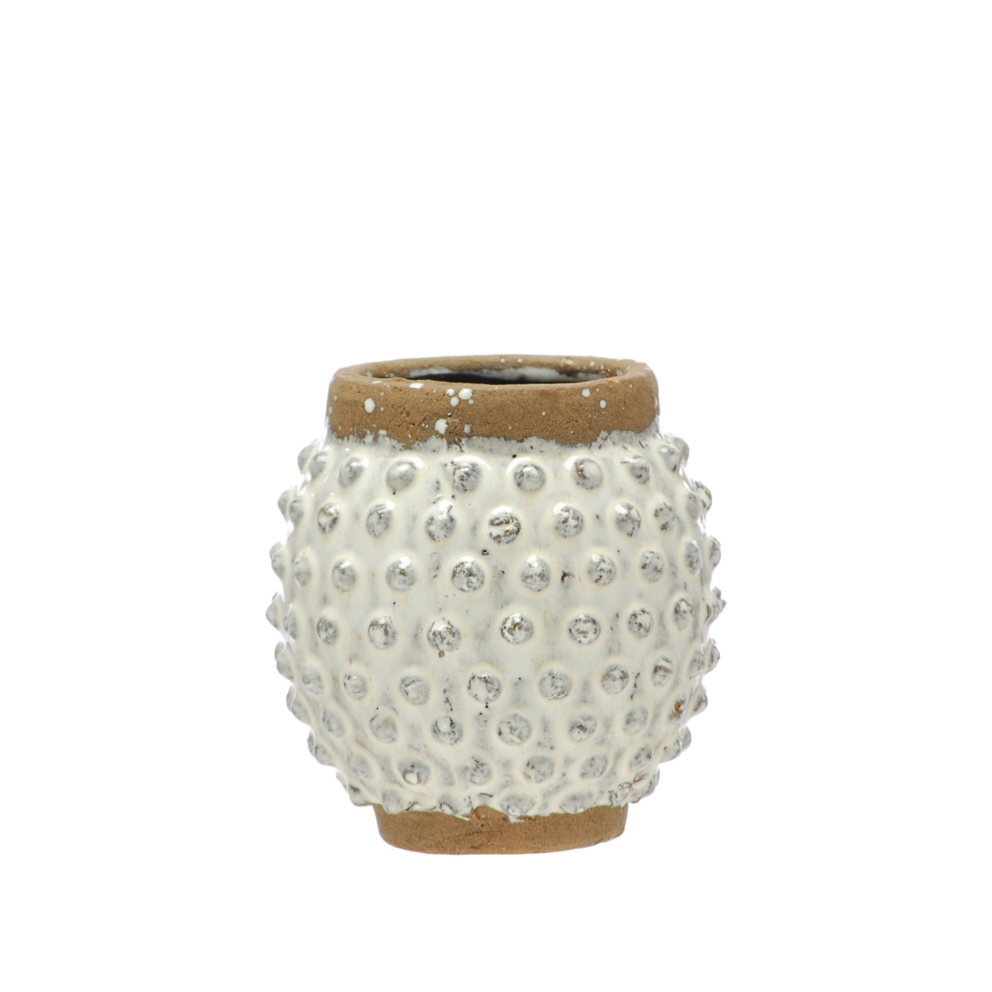 Small White Spotted Terracotta Vase