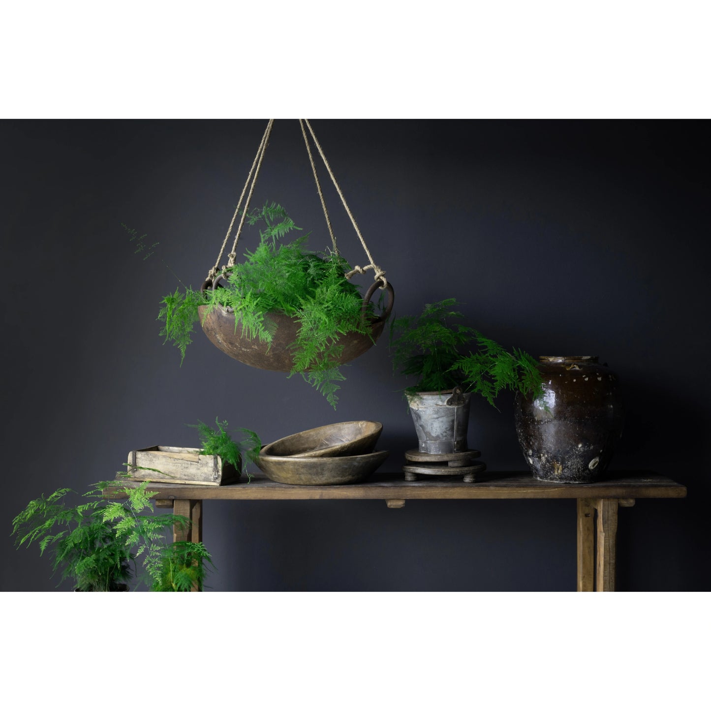 Vintage Wooden Round Tray