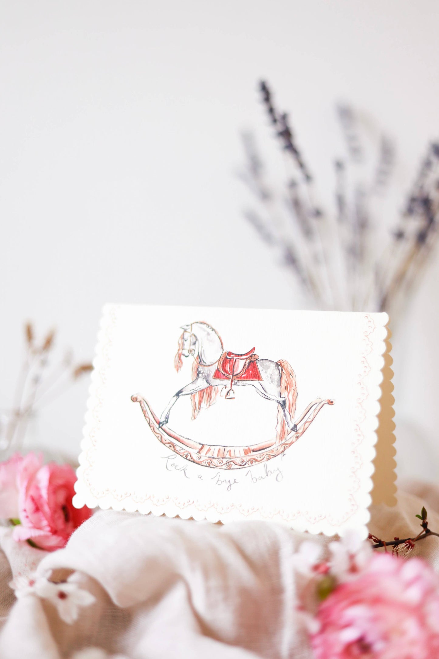 Rock a bye baby - scalloped edge card