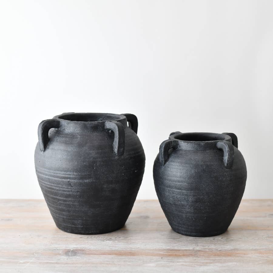 Black Terracotta Urn Vase