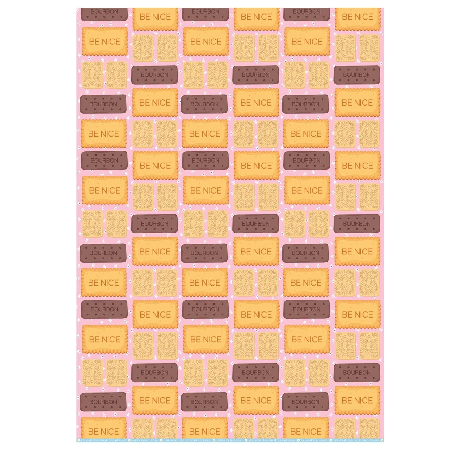 BE NICE BISCUITS GIFT WRAP SHEET