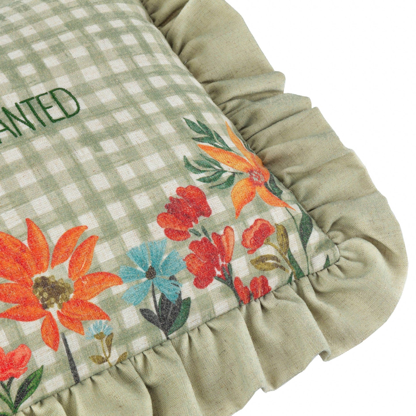 Meadow Haze Embroidered Ruffle Cushion Green