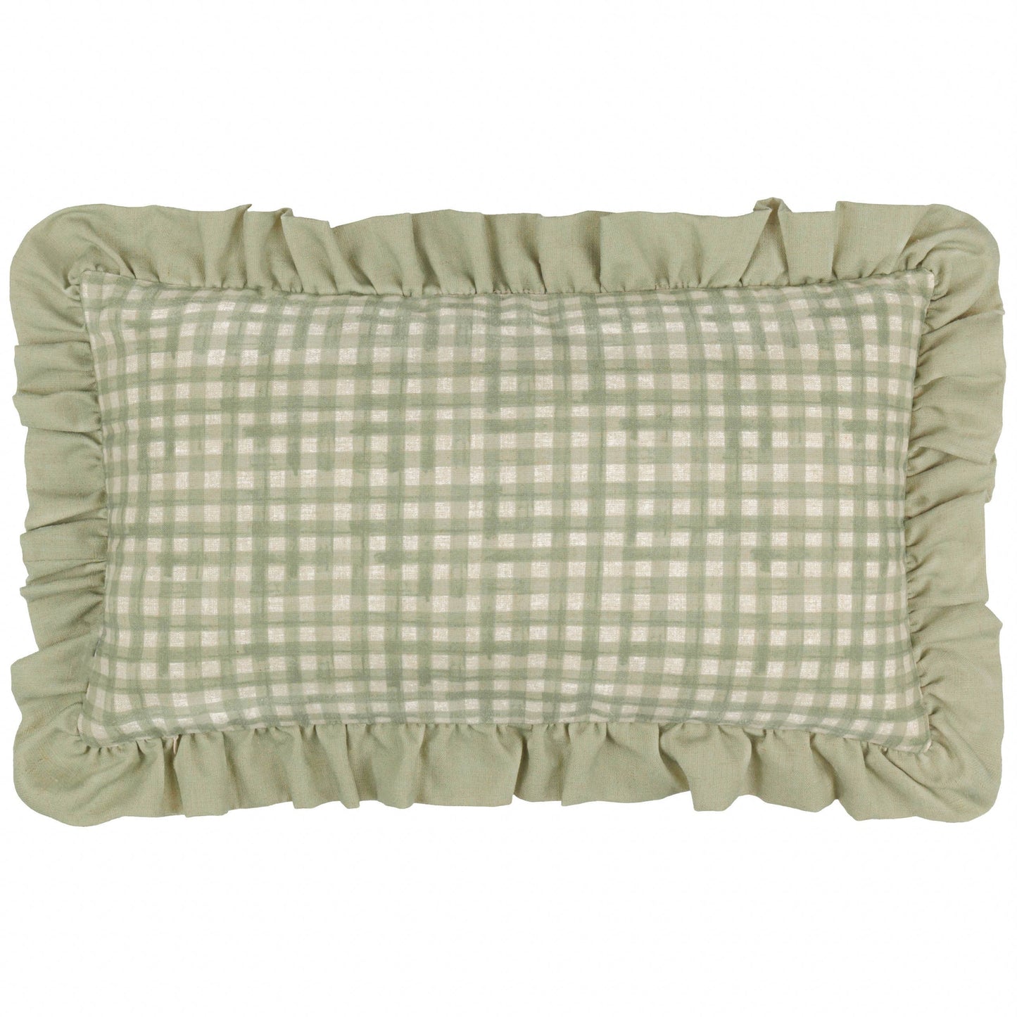 Meadow Haze Embroidered Ruffle Cushion Green