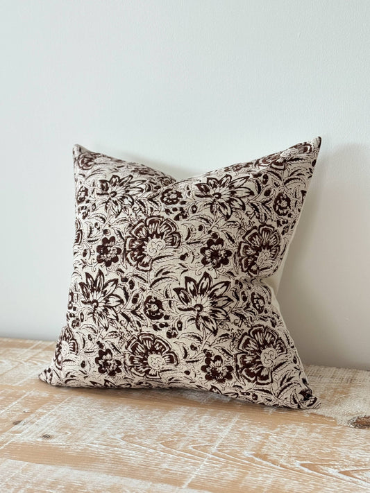 Ivy Dark Brown Print Cushion 45 x 45 - 100% Cotton