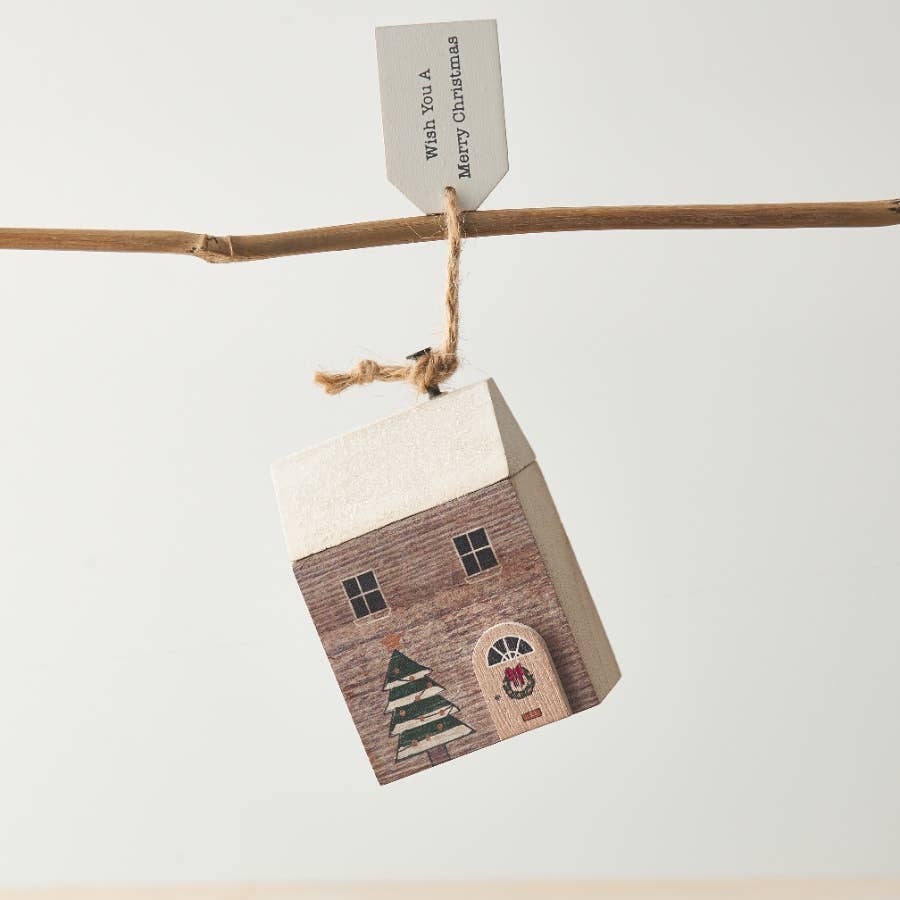 Merry Christmas wooden house deco