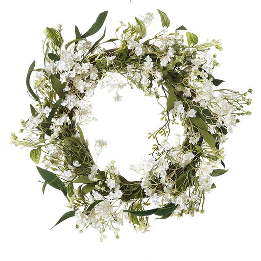 White Flower Foliage Wreath