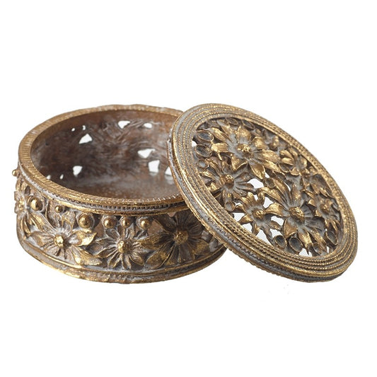 Mini Metal Round Trinket Brass Box