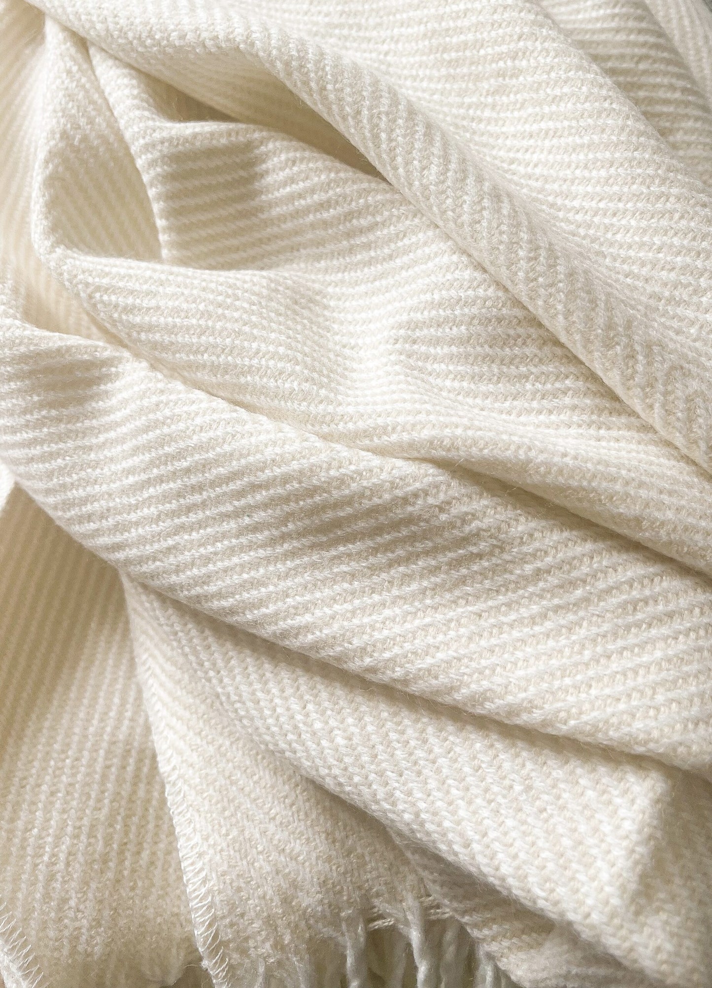 Cream Herringbone Throw