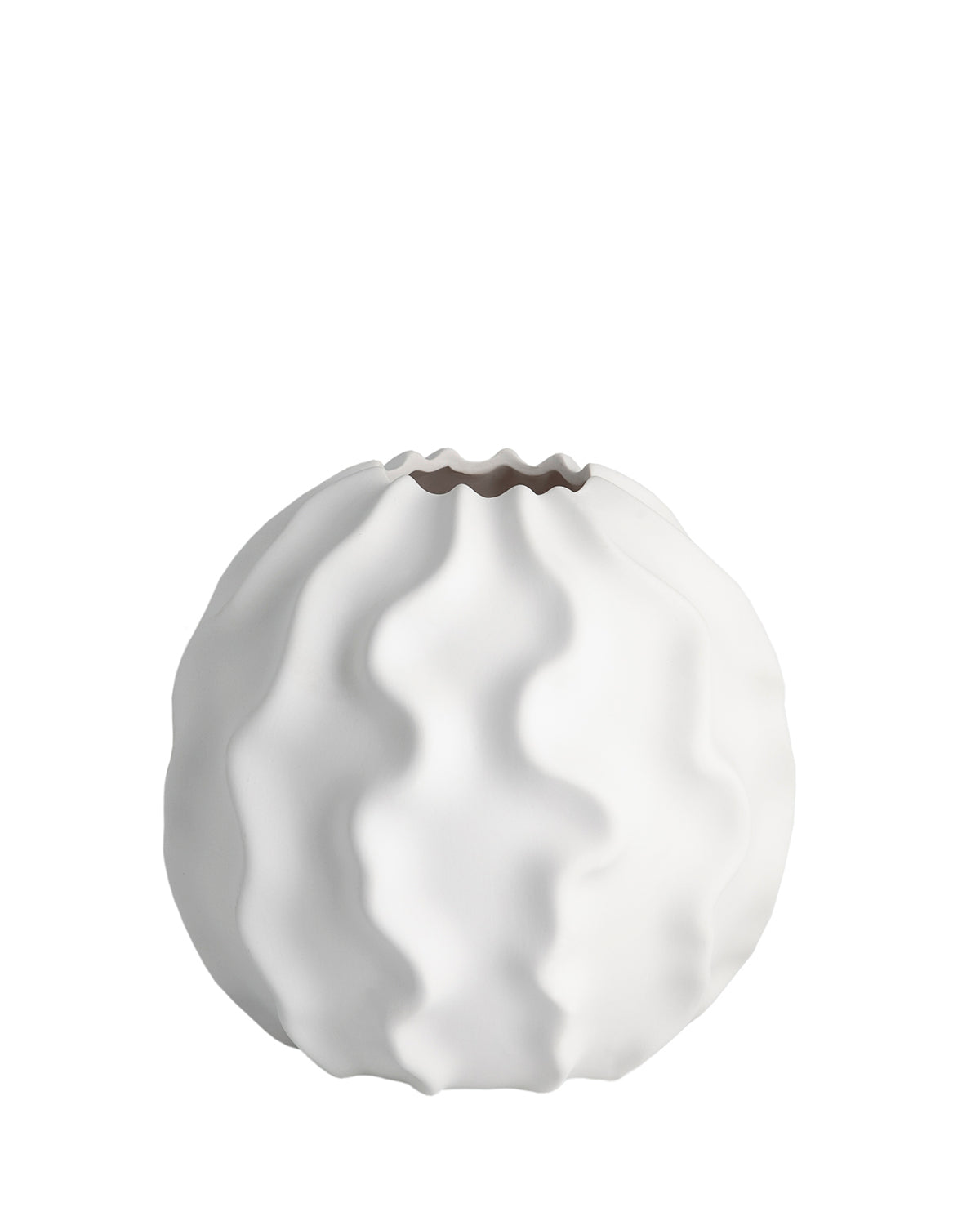 Matte White Wave Ball Vase