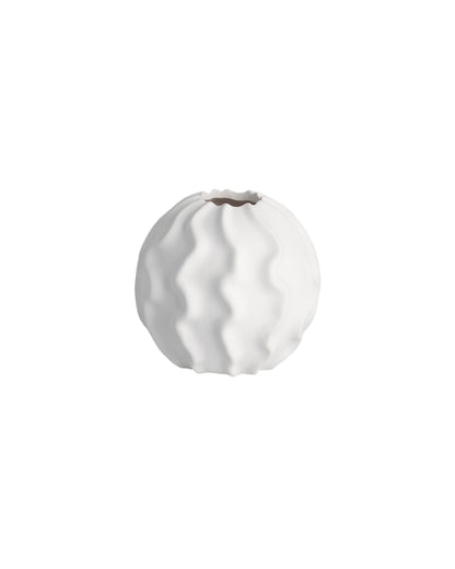 Matte White Wave Ball Vase