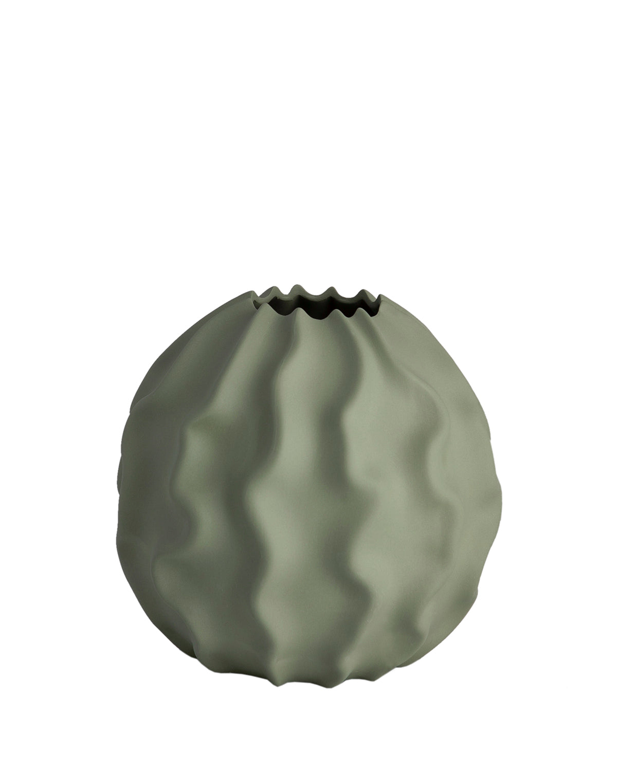 Matte Green Wave Ball Vase