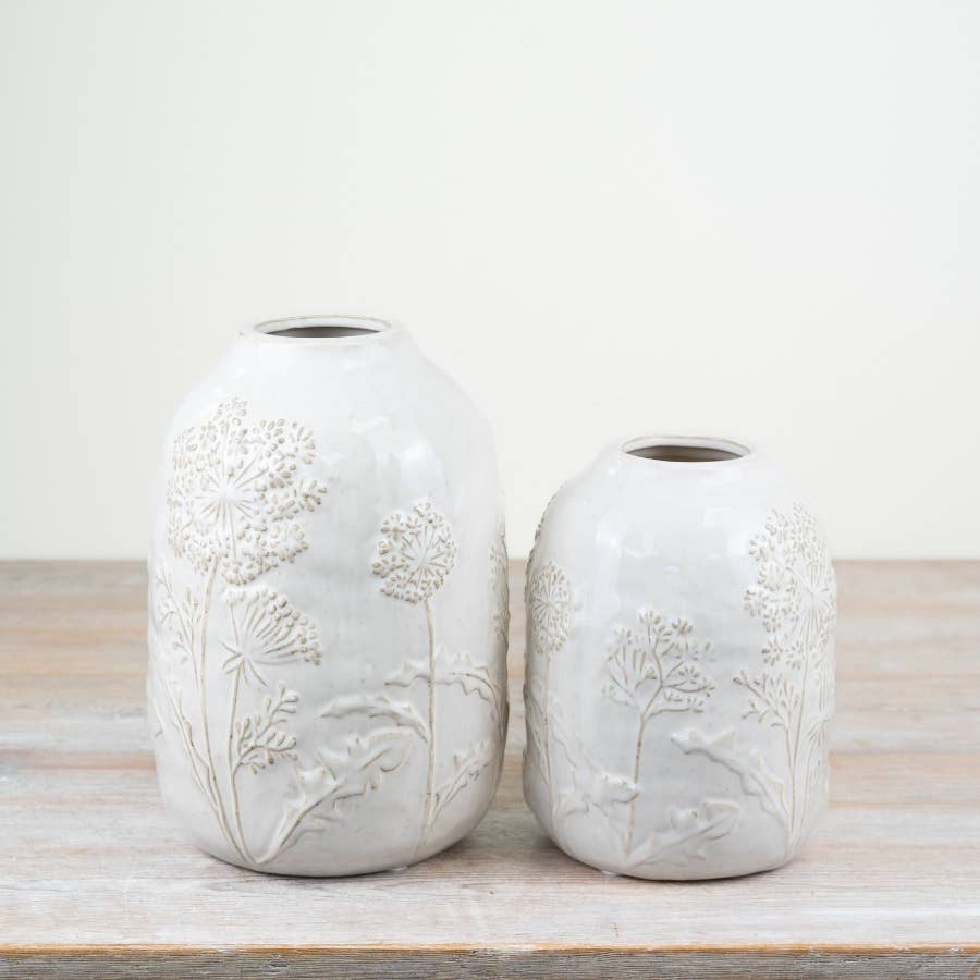 Flower Design White Vase