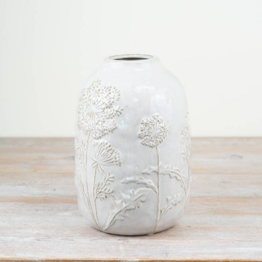 Flower Design White Vase