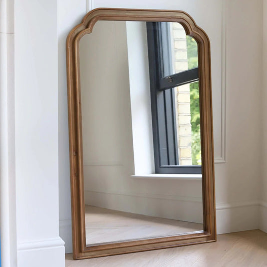 Arched Curved Wooden Mirror