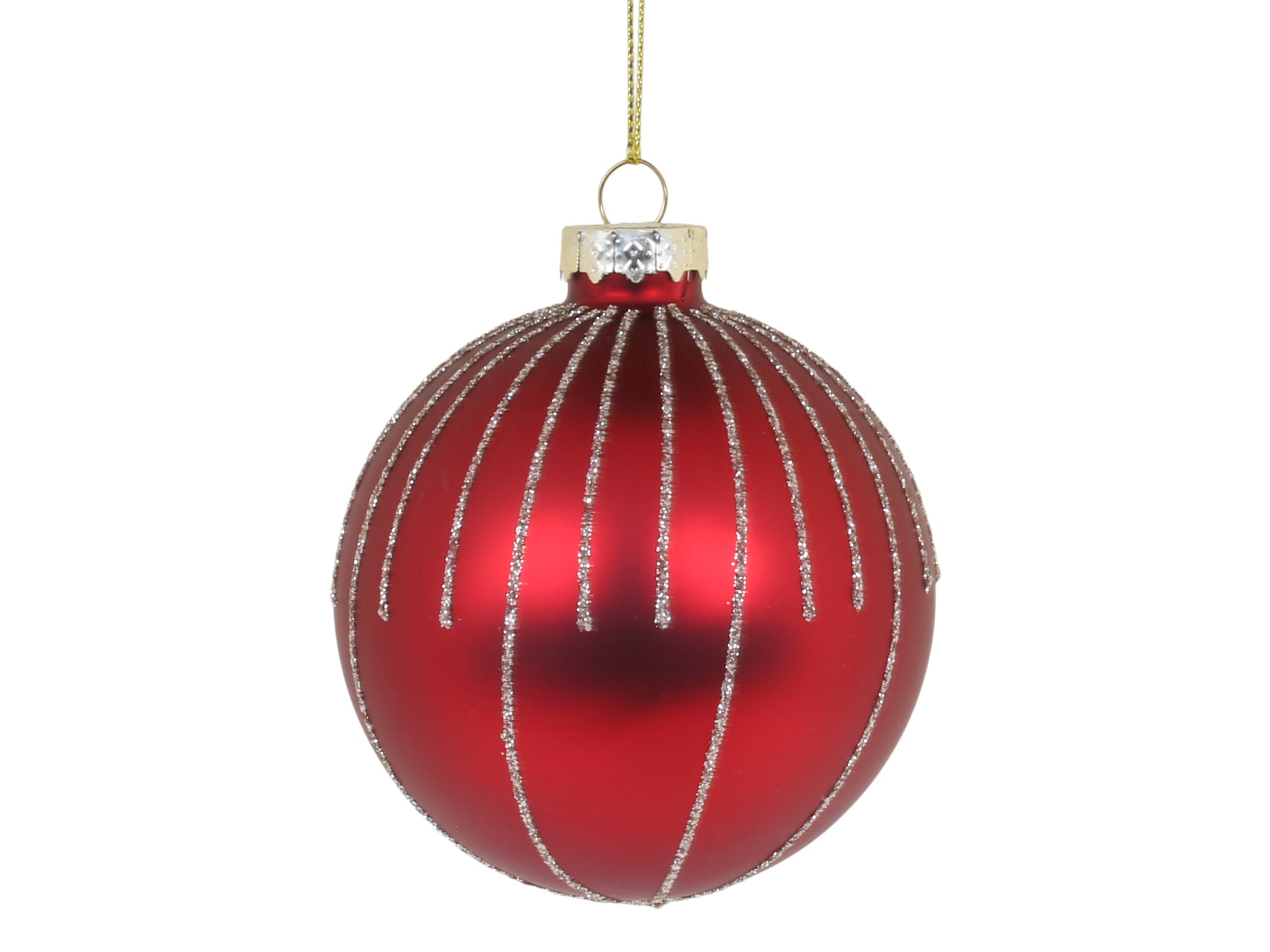 Red Glitter Striped Bauble