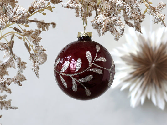 Deep Red Glass Leaf Bauble
