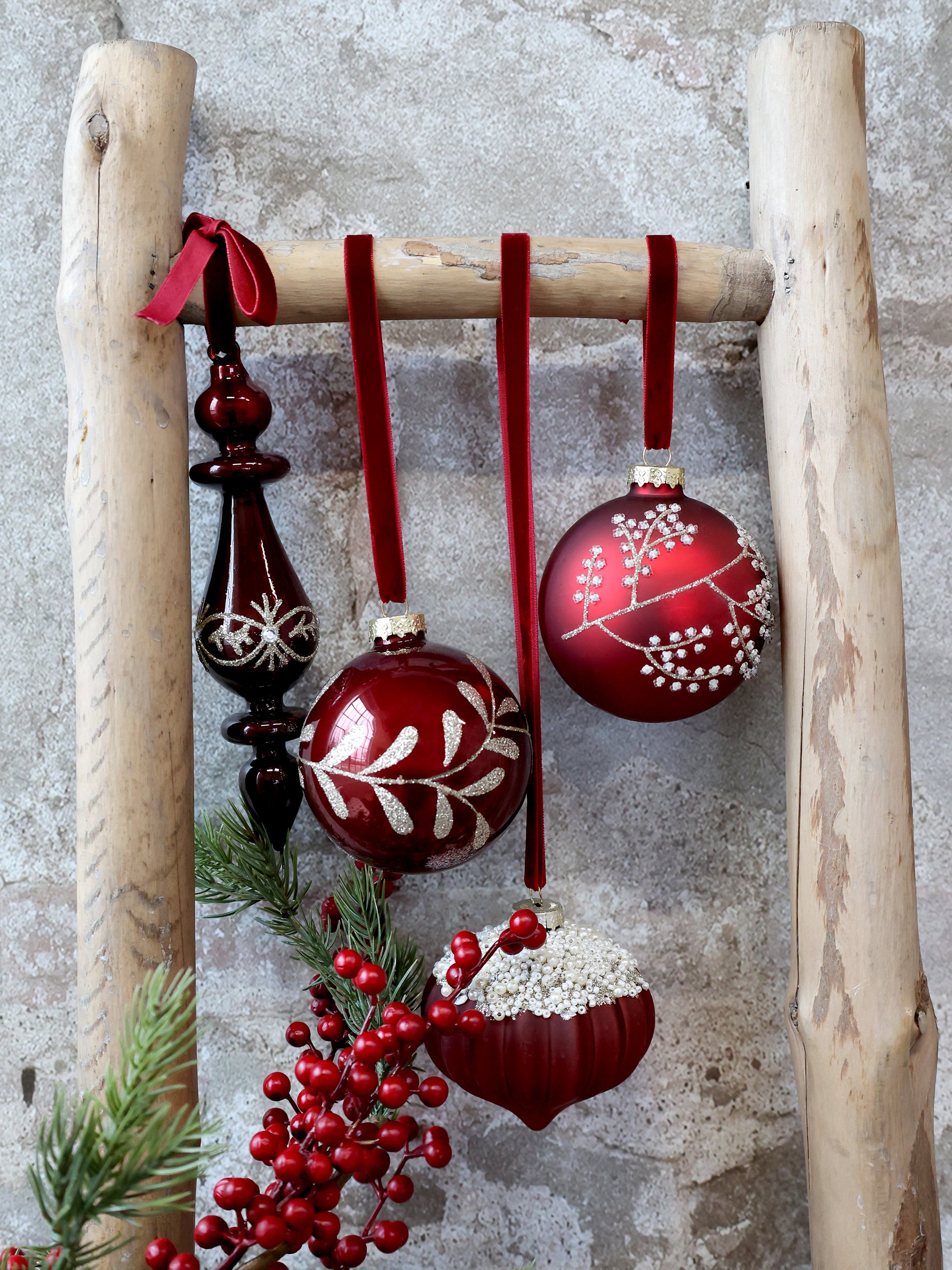 Red Glitter Branch Bauble