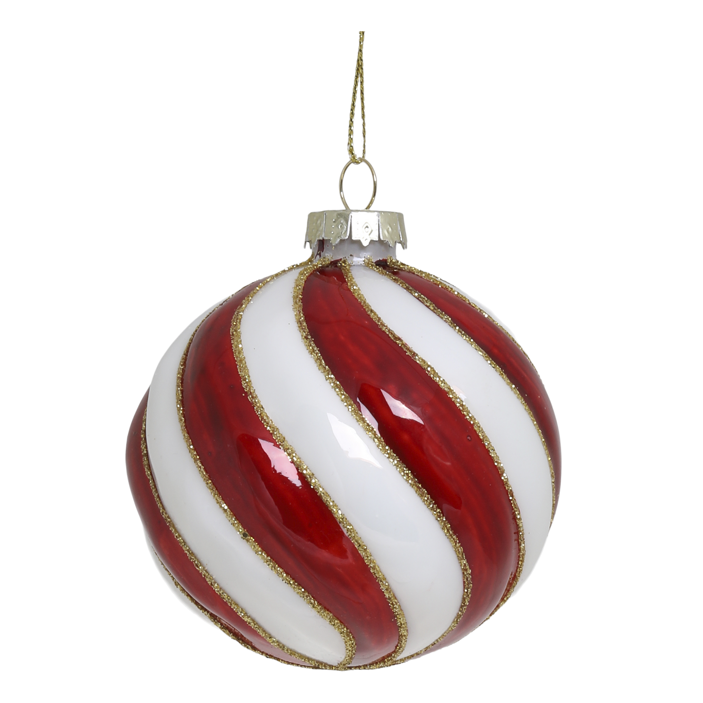 Red & White Swirl Bauble